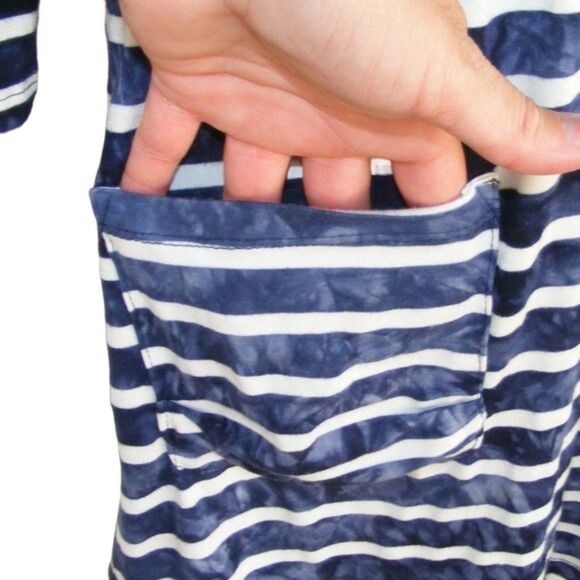 BLUE CURL Beachwear Swim Cover Up, L, Jersey, Blue/White stripes, Pockets - Picture 5 of 11